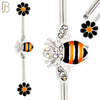 BB20 - 316L Surgical Steel Screw Bar Bee with Flower Design with Zircon Barbell Industrial (PACK OF 4) image 1