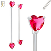 PK-BB60S - 316L Surgical Steel Heart Shaped CZ in Prong Set Industrial Barbell Pack of 16 pcs image 3