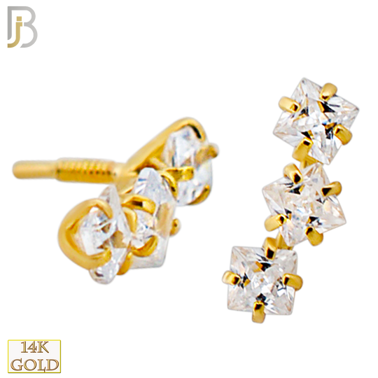 14-LB121 - 14k Yellow Gold Three (3) Square Cubic Zirconia in Prong Setting Labret image 1