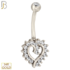 14-NB12 - 14k Solid Gold Banana Belly Ring with  11mm Heart Design image 1