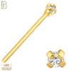 14-NR02CY-20 - 20g Thickness 14k Solid Yellow Gold Prong Setting  Round Cubic Zircona Nose Stud Bend-it Yourself, Nose Straight  image 1