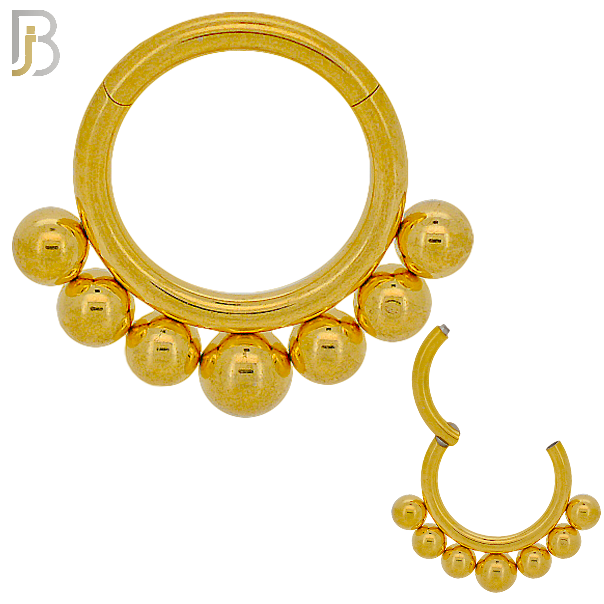 CT41 -  316 Stainless Steel Hinged Hoop with Cluster Beads Nose Rings (PACK OF 6) image 1