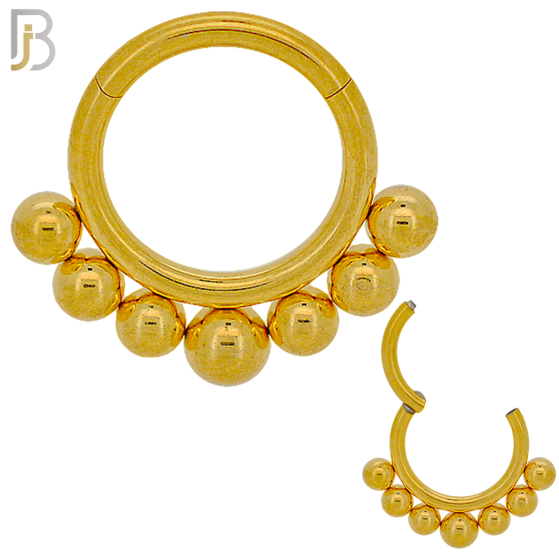 CT41 -  316 Stainless Steel Hinged Hoop with Cluster Beads Nose Rings (PACK OF 6) image 1