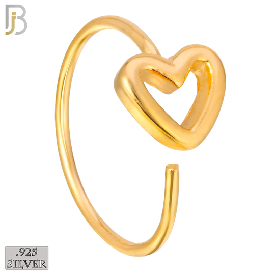 925-PK-CT06M-96 - 925 Sterling Silver All Hearts Nose Hoops 22g Thickness 8mm Wide - Pack of 96