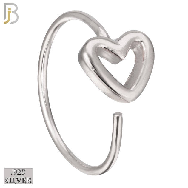 925-PK-CT06M-96 - 925 Sterling Silver All Hearts Nose Hoops 22g Thickness 8mm Wide - Pack of 96