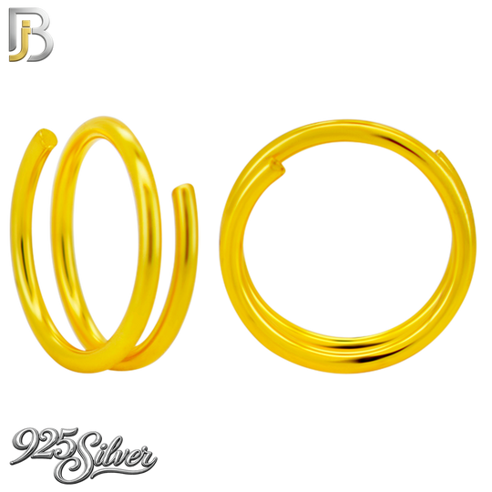 925-CT112 - 925 Sterling Silver Plain Single Spring Double Hoop Nose Ring (Pack of 6)