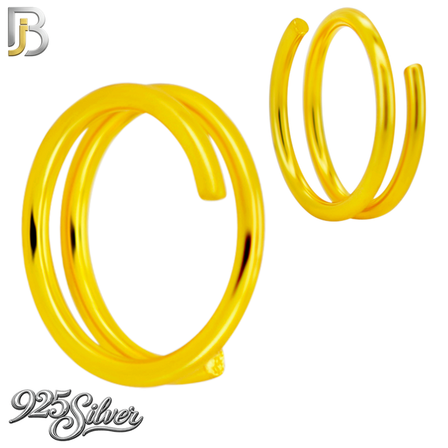 925-CT112 - 925 Sterling Silver Plain Single Spring Double Hoop Nose Ring (Pack of 6)