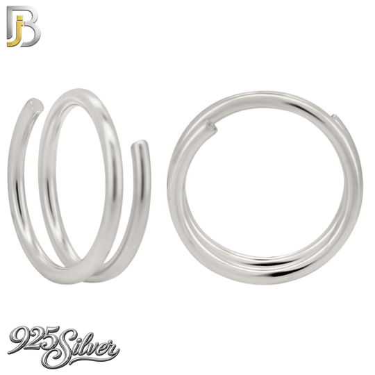 925-CT112 - 925 Sterling Silver Plain Single Spring Double Hoop Nose Ring (Pack of 6)
