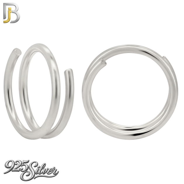 925-CT112 - 925 Sterling Silver Plain Single Spring Double Hoop Nose Ring (Pack of 6)