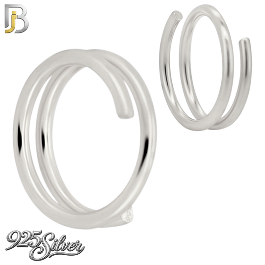 925-CT112 - 925 Sterling Silver Plain Single Spring Double Hoop Nose Ring (Pack of 6)