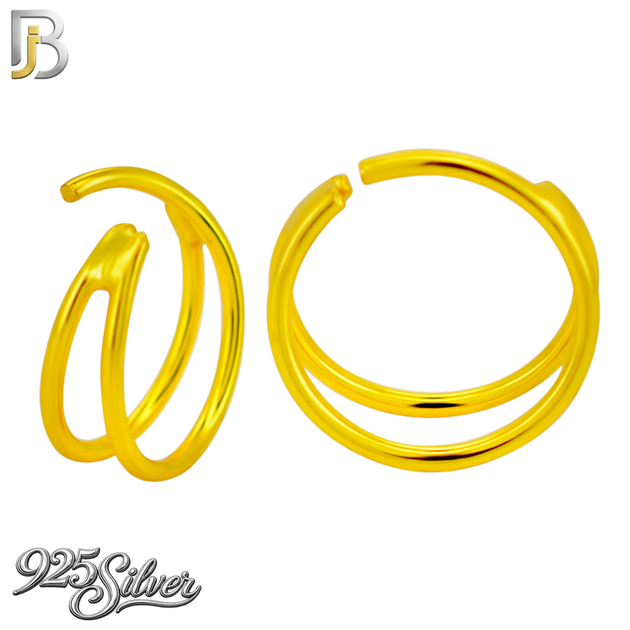 925-CT165 - 925 Sterling Silver Plain Single Piercing Double Hoop Nose Ring  (Pack of 6)