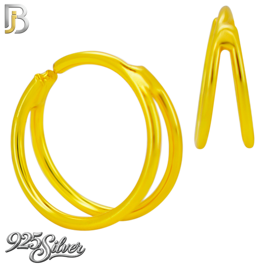925-CT165 - 925 Sterling Silver Plain Single Piercing Double Hoop Nose Ring  (Pack of 6)
