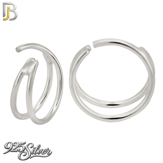 925-CT165 - 925 Sterling Silver Plain Single Piercing Double Hoop Nose Ring  (Pack of 6)