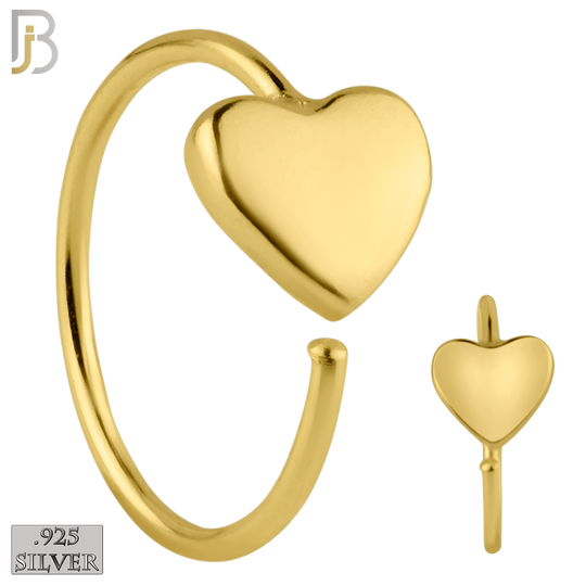 925-PK-CT06M-96 - 925 Sterling Silver All Hearts Nose Hoops 22g Thickness 8mm Wide - Pack of 96