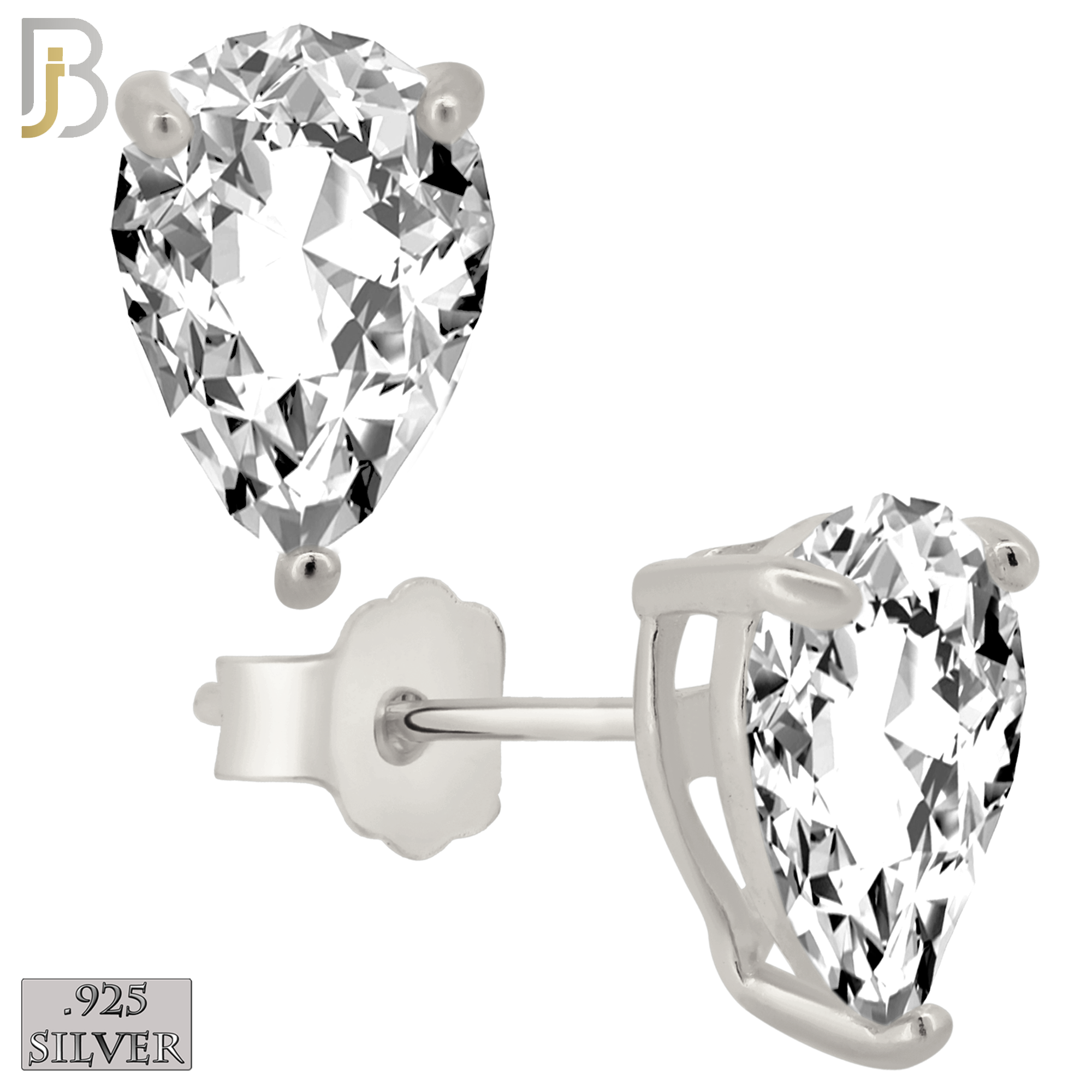 925 Sterling Silver Zircon Pear Stud Earrings