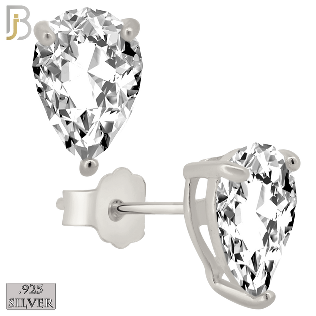 925 Sterling Silver Zircon Pear Stud Earrings