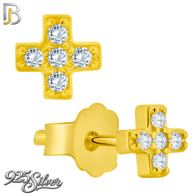 925-ES388 - .925 Sterling Silver (Single CZ in two Prong, Cross, Teddy Bear)