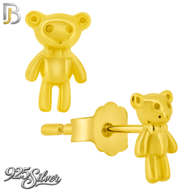 925-ES388 - .925 Sterling Silver (Single CZ in two Prong, Cross, Teddy Bear)