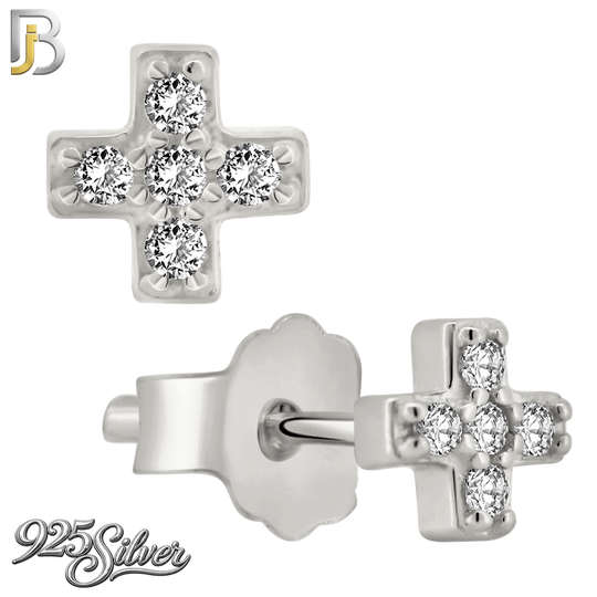 925-ES388 - .925 Sterling Silver (Single CZ in two Prong, Cross, Teddy Bear)