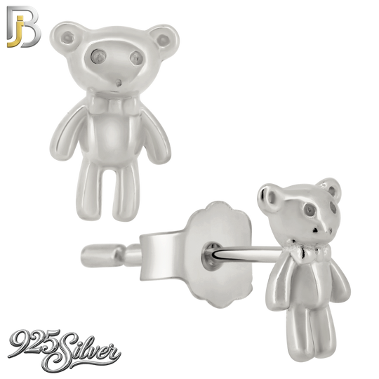 925-ES388 - .925 Sterling Silver (Single CZ in two Prong, Cross, Teddy Bear)