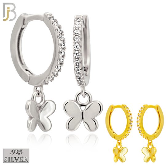 925-ES530 – 925 Sterling Silver Plain Butterfly Hoops Earrings