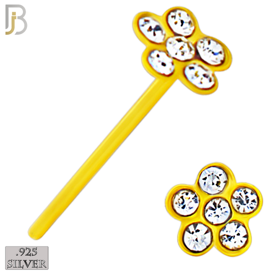 925-PK-NR08SY - 120 pcs, 18k Gold Plated Sterling Silver, Bend it Yourself Nose Studs, 22g Thickness, Assorted Shapes Packages