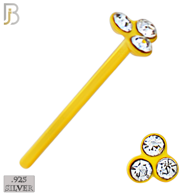 925-PK-NR08SY - 120 pcs, 18k Gold Plated Sterling Silver, Bend it Yourself Nose Studs, 22g Thickness, Assorted Shapes Packages