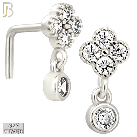 925-NR149L - 925 Silver Nose L Shape - 20g Thickness Star  Design (Pack of 6)