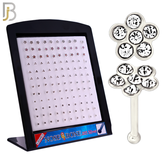 925-PK-NR08BS - 120 pcs, 925 Sterling Silver Nose Bones, 22g Thickness, Assorted Shapes Packages