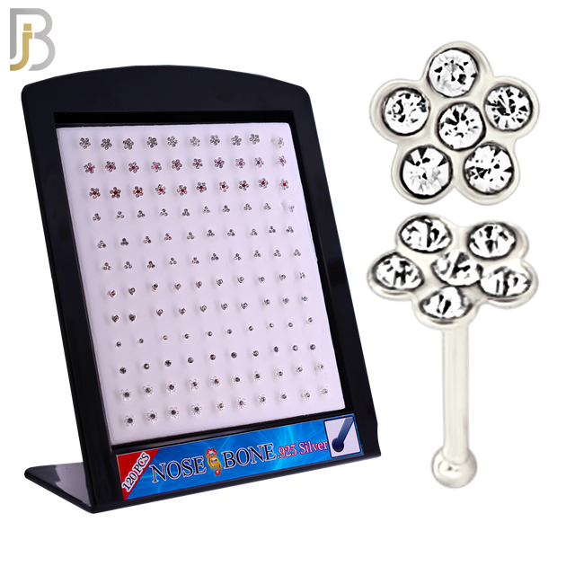 925-PK-NR08BS - 120 pcs, 925 Sterling Silver Nose Bones, 22g Thickness, Assorted Shapes Packages
