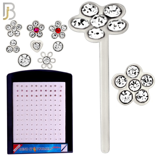 925-PK-NR08SS - .925 Sterling Silver Nose Stud "Bend it Yourself" Assorted Shape