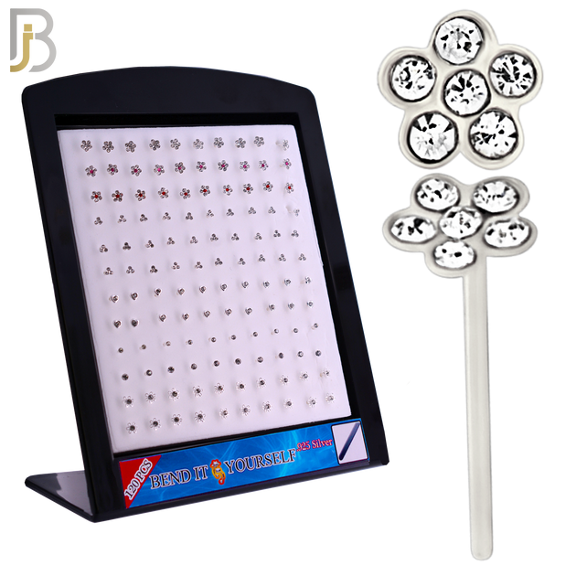 925-PK-NR08SS - .925 Sterling Silver Nose Stud "Bend it Yourself" Assorted Shape