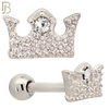 TB111 -  316L Stainless Steel Crown Tragus/Cartilage Barbell (PACK OF 6) image 1