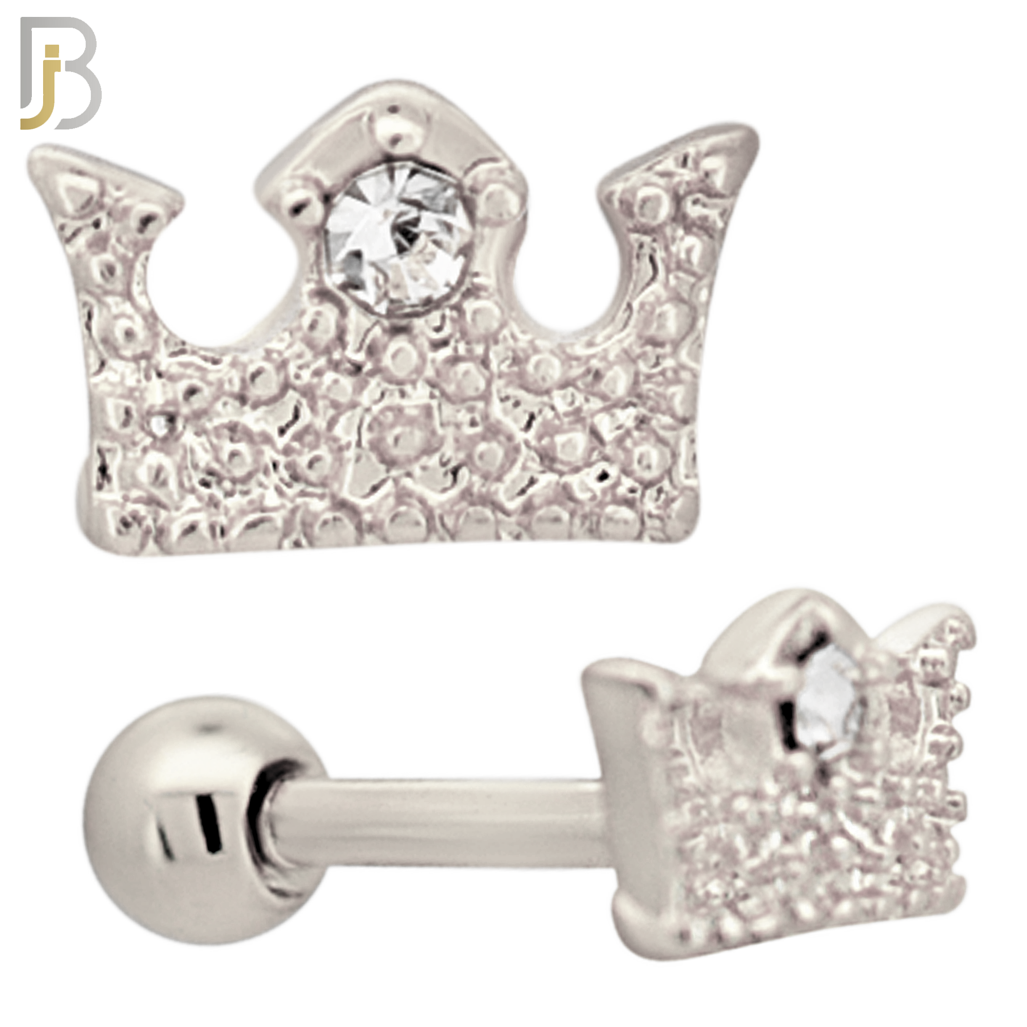 TB111 -  316L Stainless Steel Crown Tragus/Cartilage Barbell (PACK OF 6) image 1