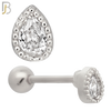 TB06 -316L Surgical Steel Pear Shaped CZ Tragus Barbell Cartilage Piercing Screw Ball (PACK OF 6) image 1