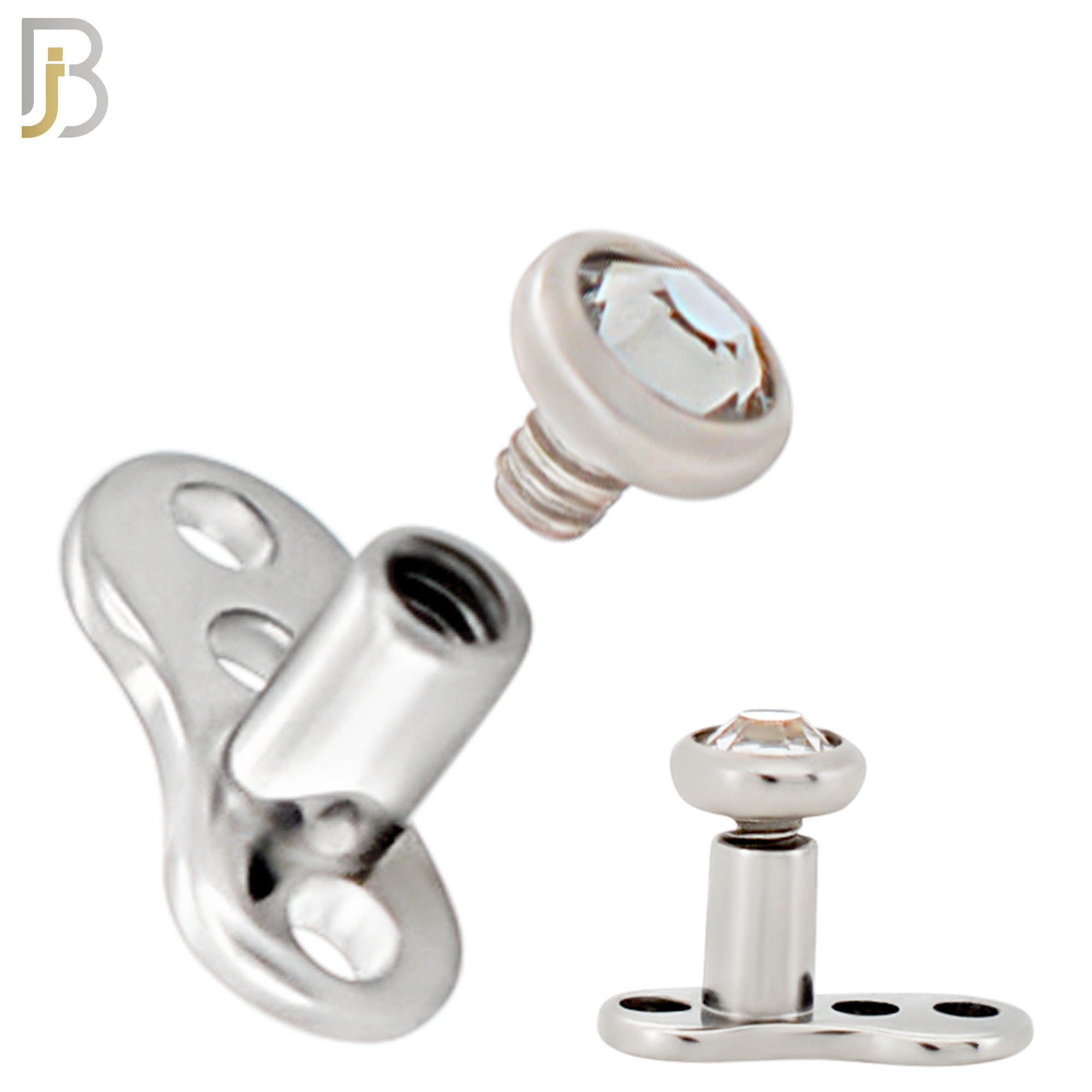 G23-DM03SC - G23 Titanium 14g Anchor with Surgical Steel Clear CZ in Bezel Setting Dermal Top (PACK OF 6) image 3