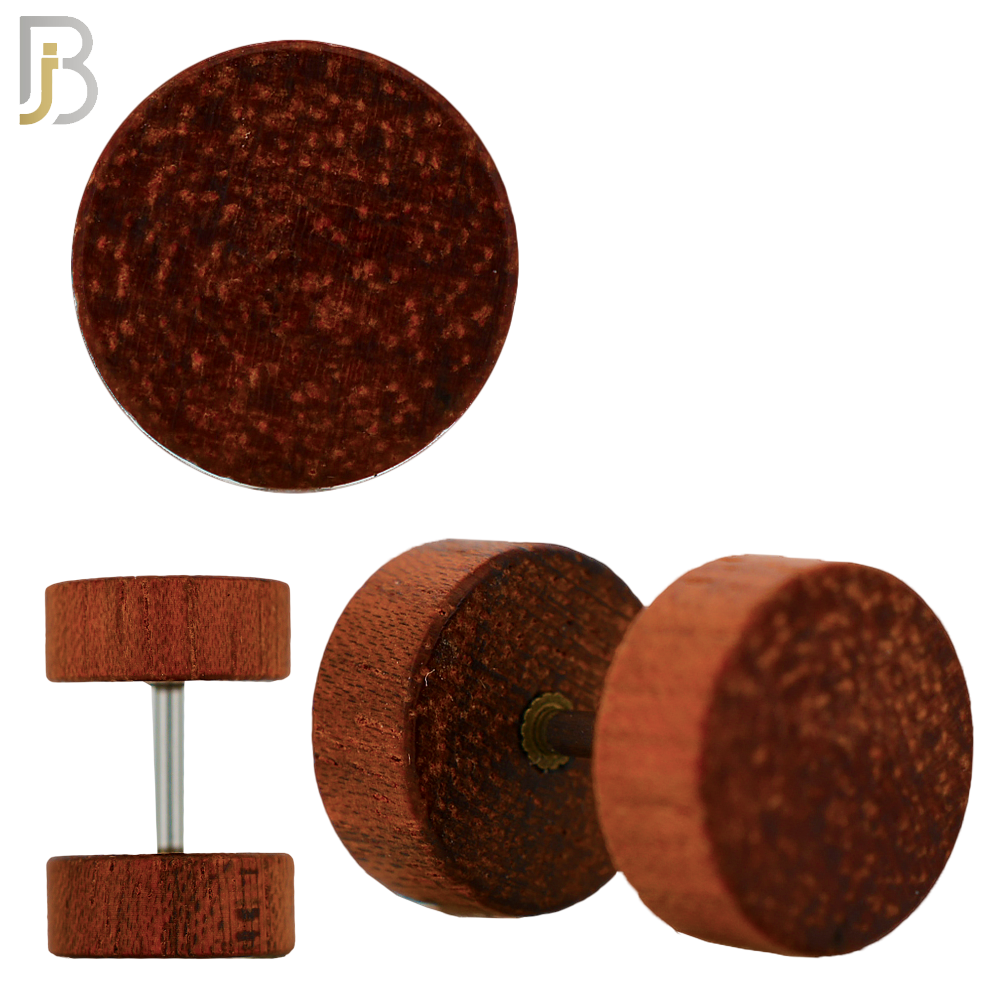 FP29-RB - Red Brown Plain Wood Fake Plug (PACK OF 3 Pairs) image 0