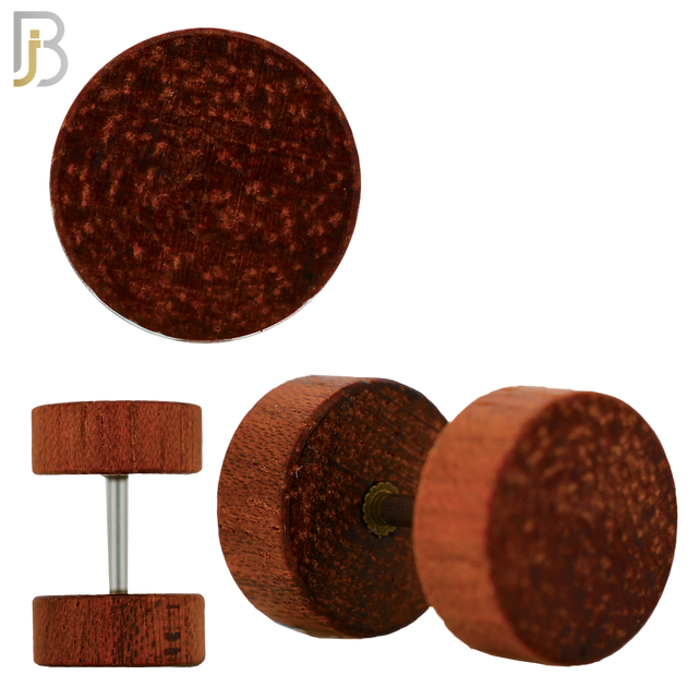 FP29-RB - Red Brown Plain Wood Fake Plug (PACK OF 3 Pairs) image 0