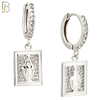 ES493 - 316L Stainless Steel Dangling Miraculous  Rectangular Huggies Earrings image 1