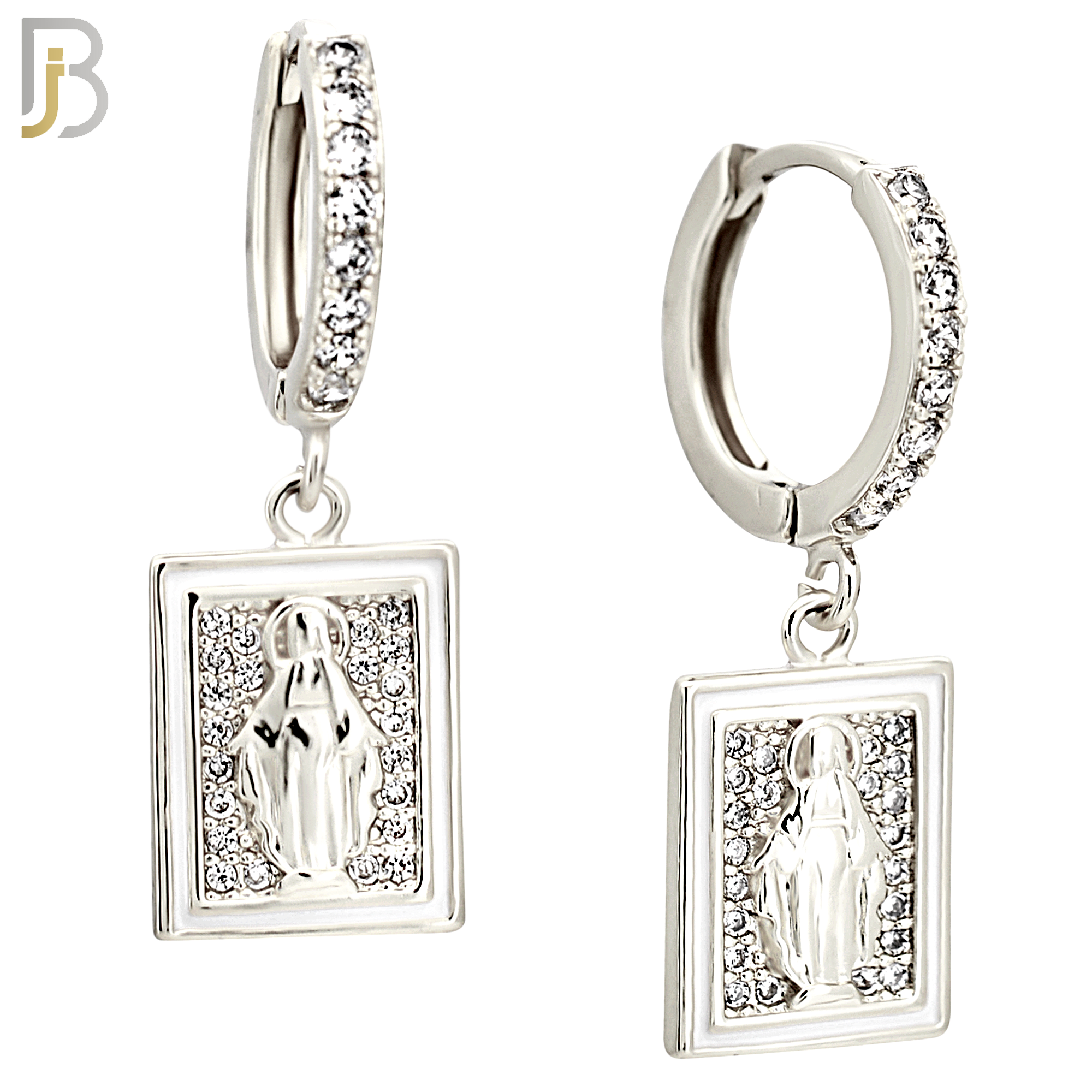 ES493 - 316L Stainless Steel Dangling Miraculous  Rectangular Huggies Earrings image 1