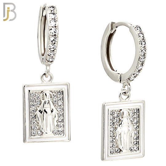 ES493 - 316L Stainless Steel Dangling Miraculous  Rectangular Huggies Earrings image 1