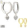 925-ES443 - 925 Sterling Silver Dangling Heart Huggies Earring with Multi Zircon image 0