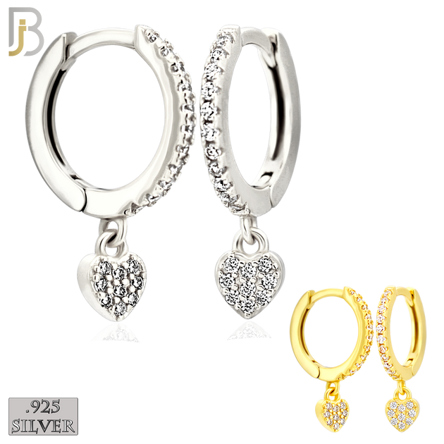 925-ES443 - 925 Sterling Silver Dangling Heart Huggies Earring with Multi Zircon image 0