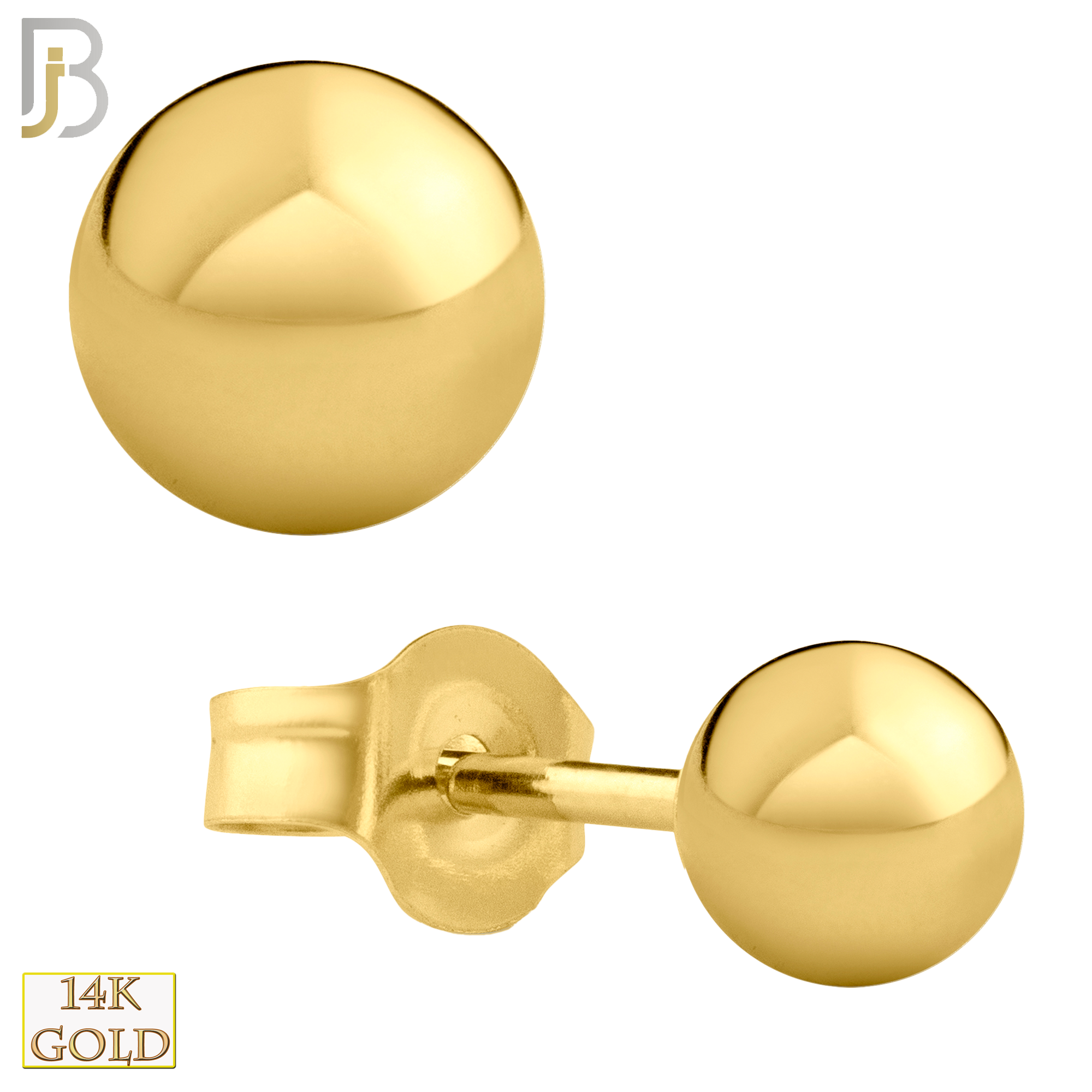 14-ES102Y - 14k Yellow Gold Push Back Plain Ball Stud Earrings image 3