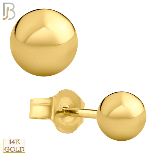 14-ES102Y - 14k Yellow Gold Push Back Plain Ball Stud Earrings image 3