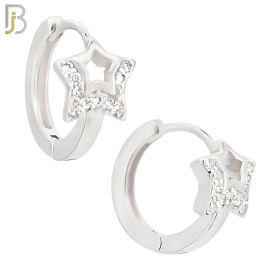 ES121 - Brass Tunnel Star Design with Zircon Huggies image 1