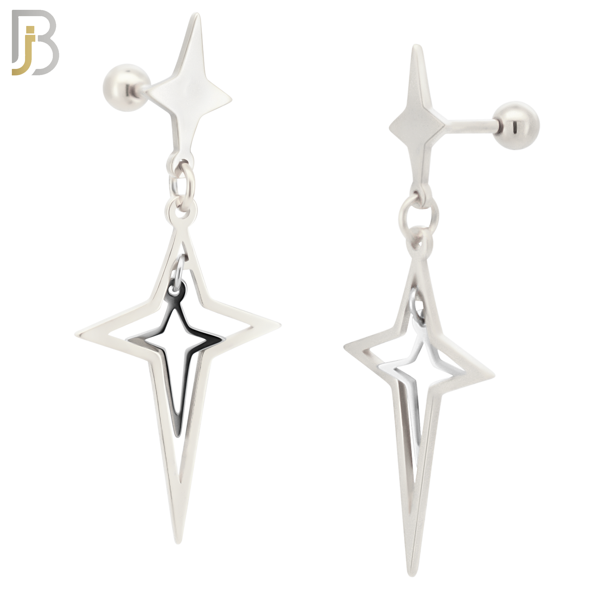 ES44 - 316L Stainless Steel Dangling Spike Cross Hollow with 4mm Screw Ball image 1