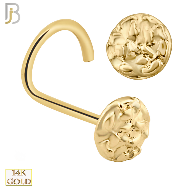 14-NR35C - 14k Solid Gold Nose Screw Nugget Disc Design - Yellow Gold image