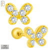 925-ES421 - Screw Ball Back - 925 Sterling Silver Butterfly with Multi CZ Stud Earrings image 1