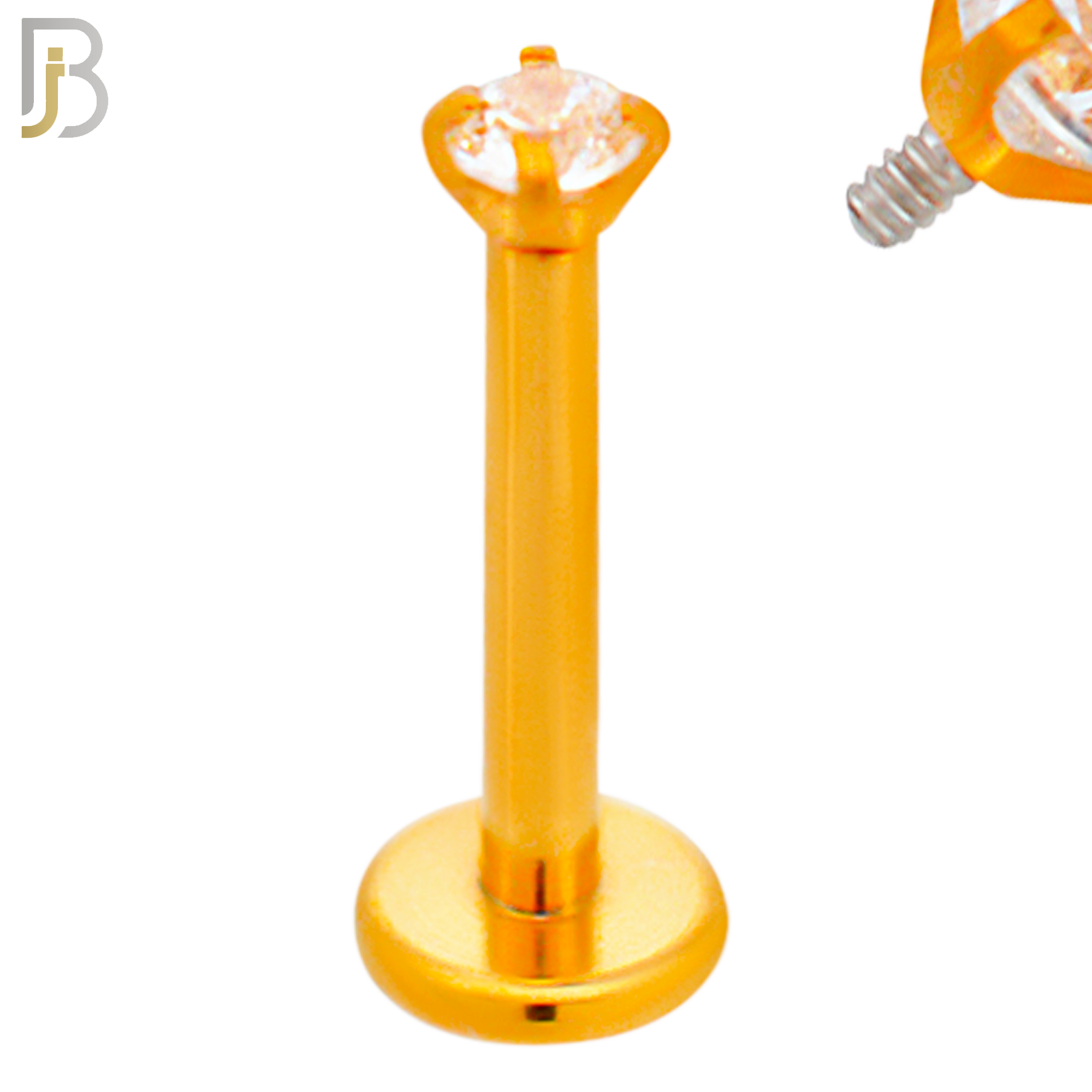 LB14RC16 - 16g 316L Surgical Steel Rose Gold Plated Bar Prong Setting  Zircon Internally Threaded Labret (PACK OF 6) image 1